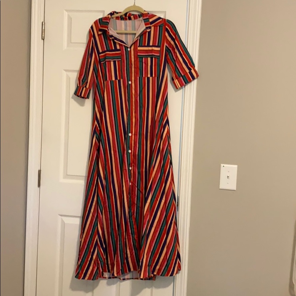 Rainbow striped dress